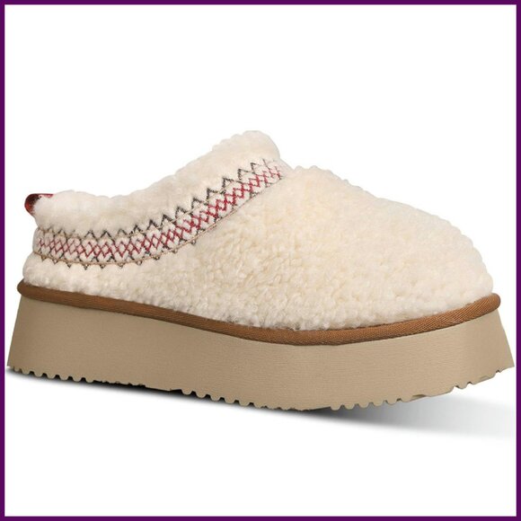 Platform Slippers Mini Boots with Plush Fleece Lining Non-Slip Sole